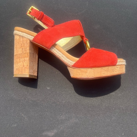 Coach Valeann Womens Tulip Platform Suede Sandal - Burnt Orange size 9 - Picture 8 of 10